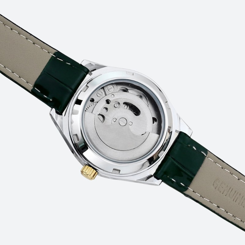 Montre Automatique Femme Squelette Phase de Lune Bracelet Cuir
