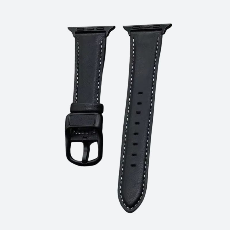Bracelet Montre Connectée Cuir Cousu au Style Raffiné