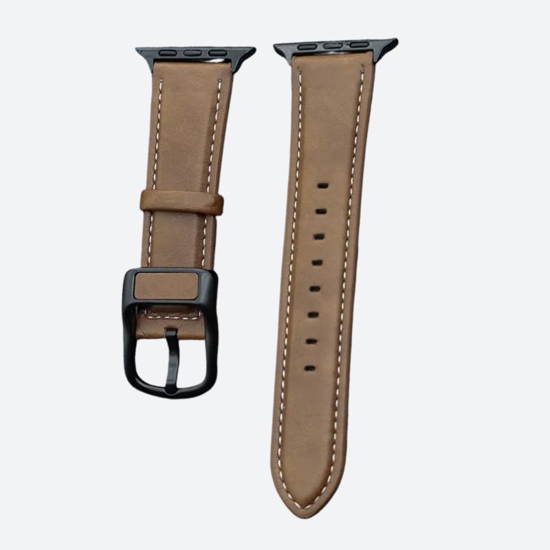 Bracelet Montre Connectée Cuir Cousu au Style Raffiné