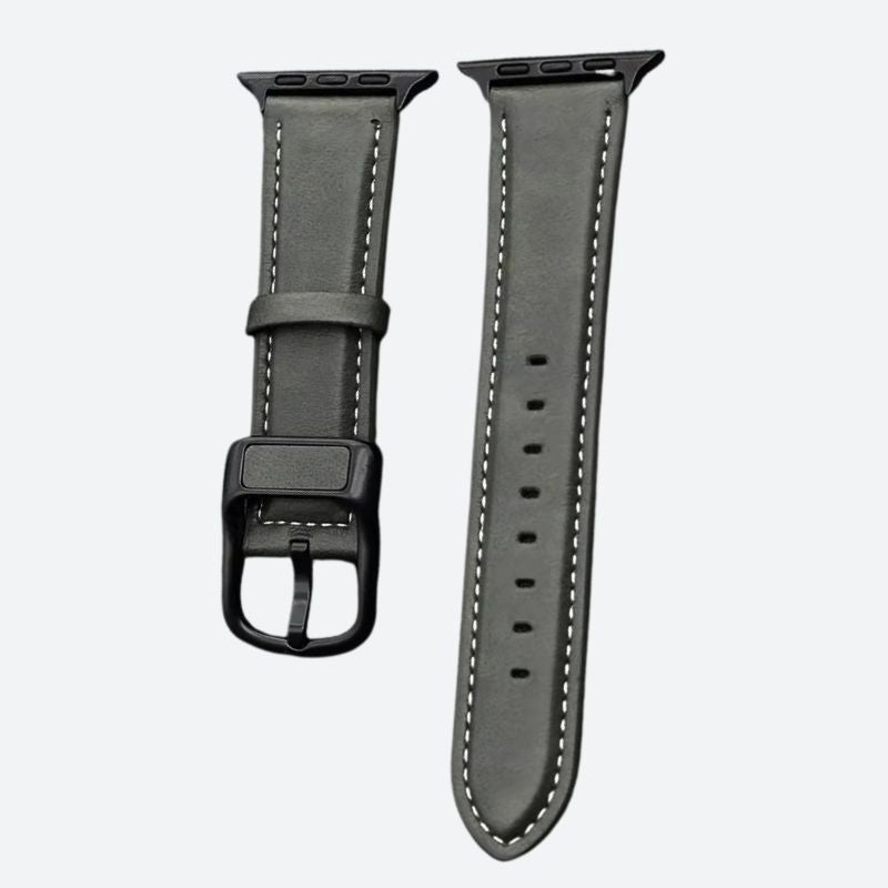 Bracelet Montre Connectée Cuir Cousu au Style Raffiné