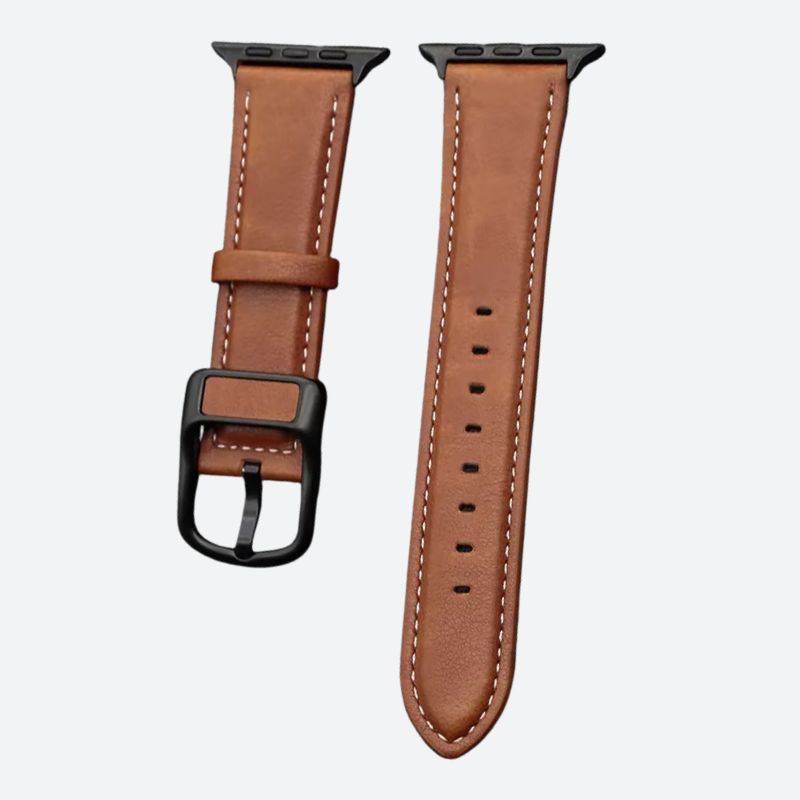 Bracelet Montre Connectée Cuir Cousu au Style Raffiné