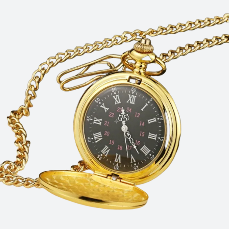 Montre à Gousset Femme Cadran Romain Noir en Acier