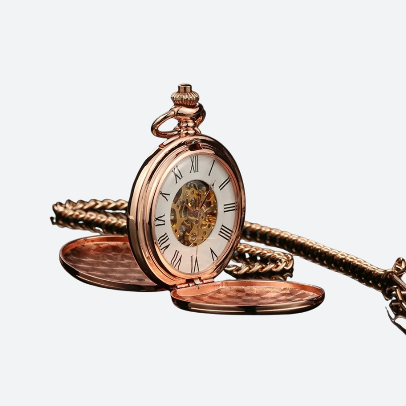 Montre à Gousset Femme Squelette Double Face Mécanique