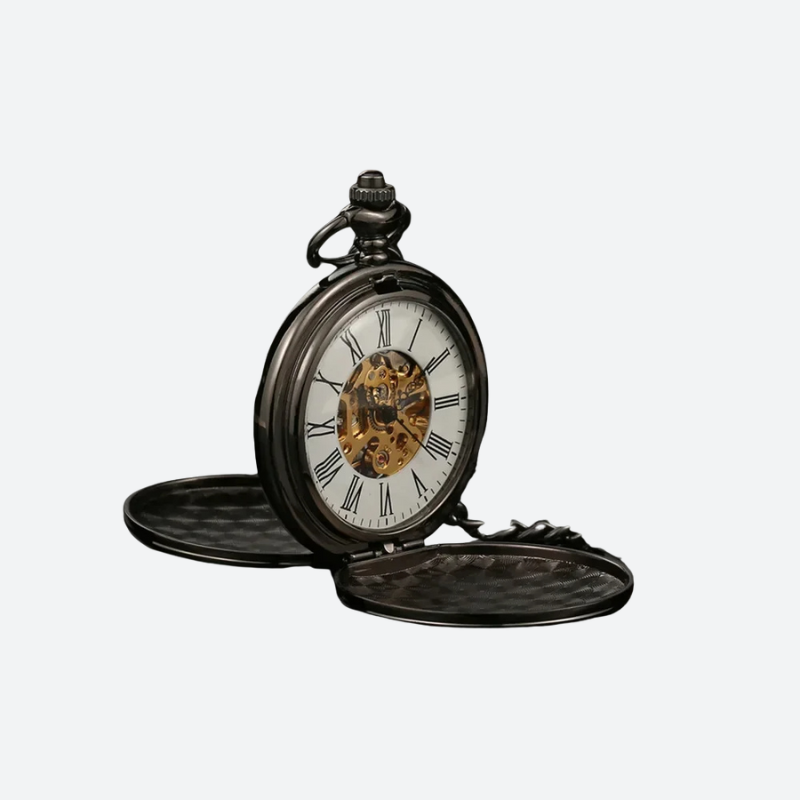 Montre à Gousset Femme Squelette Double Face Mécanique