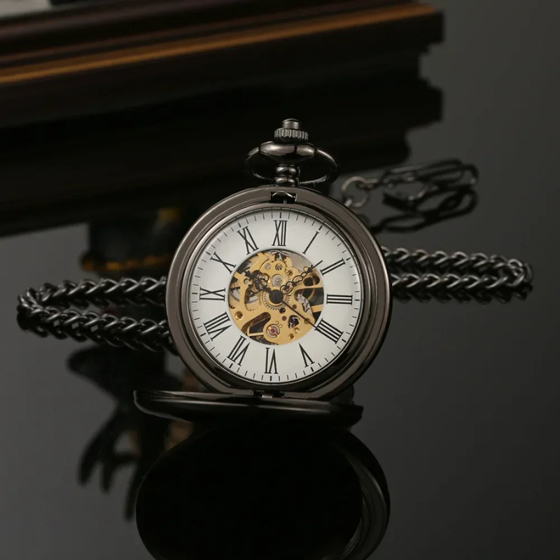 Montre à Gousset Femme Squelette Double Face Mécanique