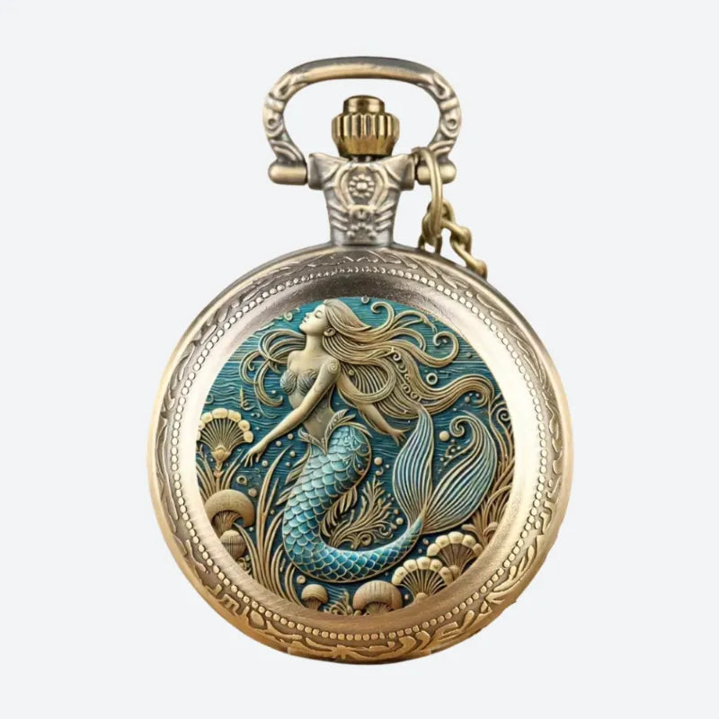 Montre à Gousset Homme Sirène Bronze Antique Vintage