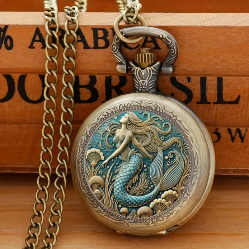 Montre à Gousset Homme Sirène Bronze Antique Vintage
