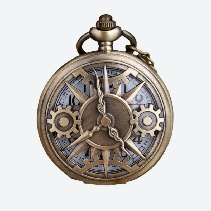 Montre à Gousset Homme Steampunk Bronze à Engrenages
