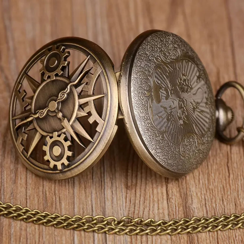 Montre à Gousset Homme Steampunk Bronze à Engrenages