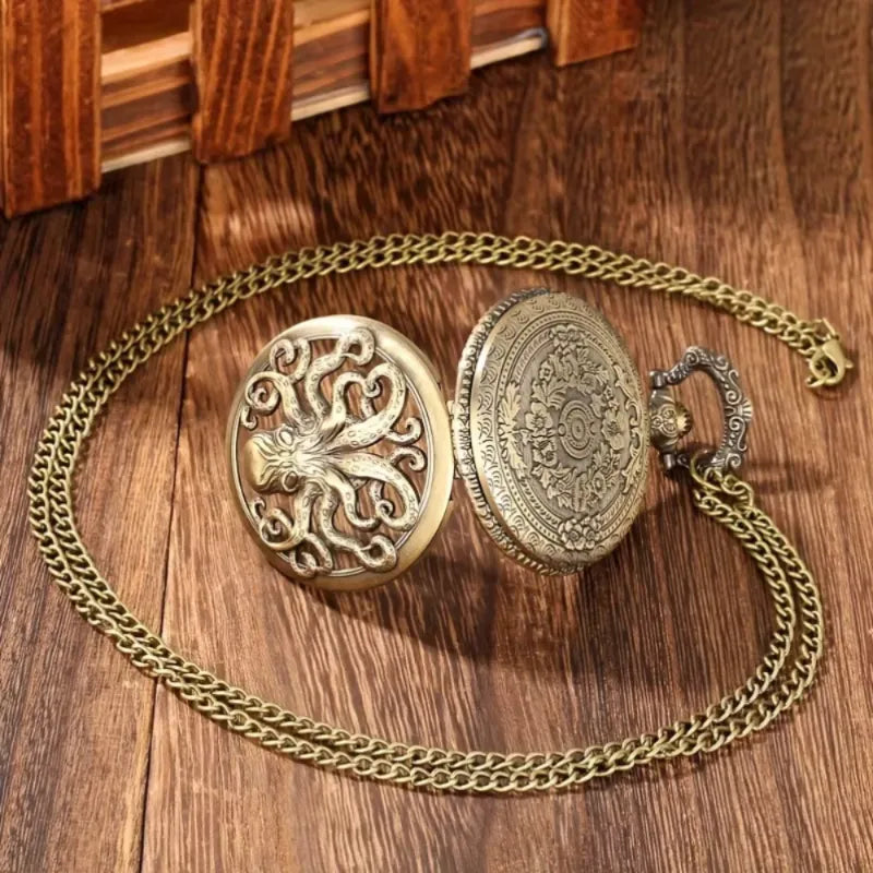 Montre à Gousset Homme Steampunk Kraken en Relief