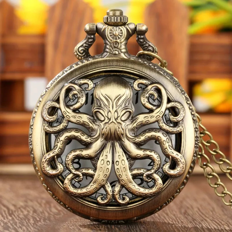 Montre à Gousset Homme Steampunk Kraken en Relief