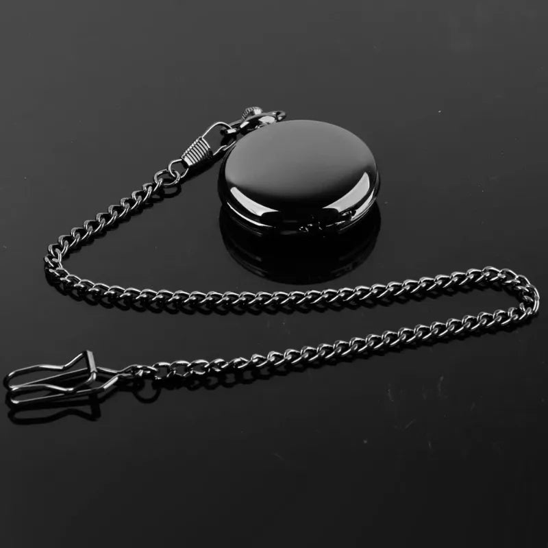 Montre à Gousset Homme Vintage Chiffres Romains Chaîne Noire