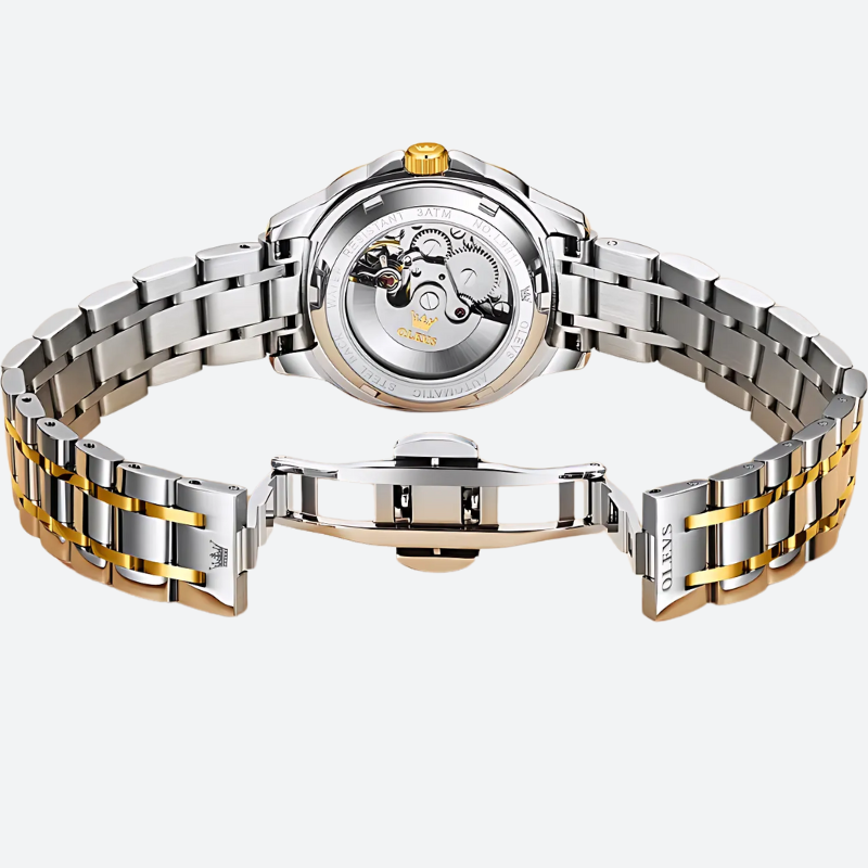 Montre Automatique Femme Bicolore Aiguilles Phosphorescentes