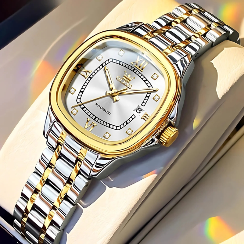 Montre Automatique Femme Bicolore Aiguilles Phosphorescentes