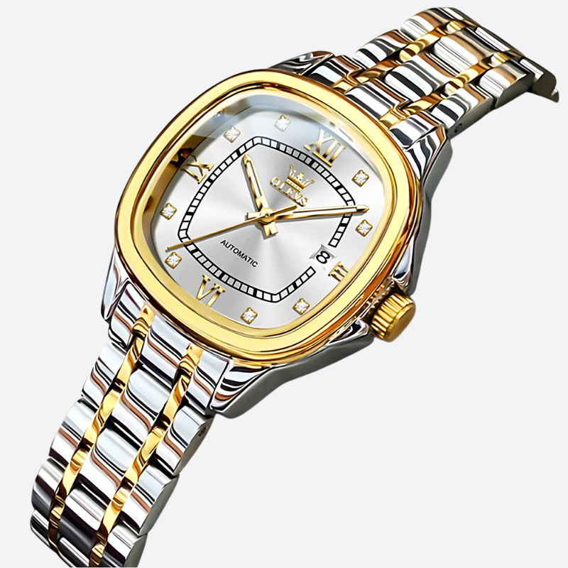 Montre Automatique Femme Bicolore Aiguilles Phosphorescentes