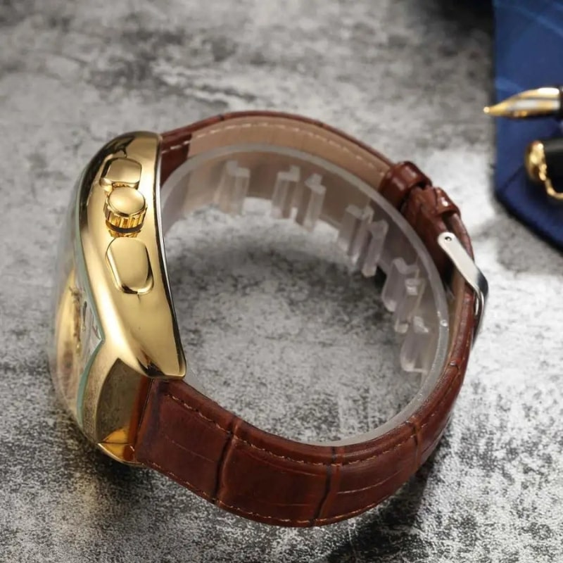 Montre Automatique Femme Cadran Squelette Phases Lunaires