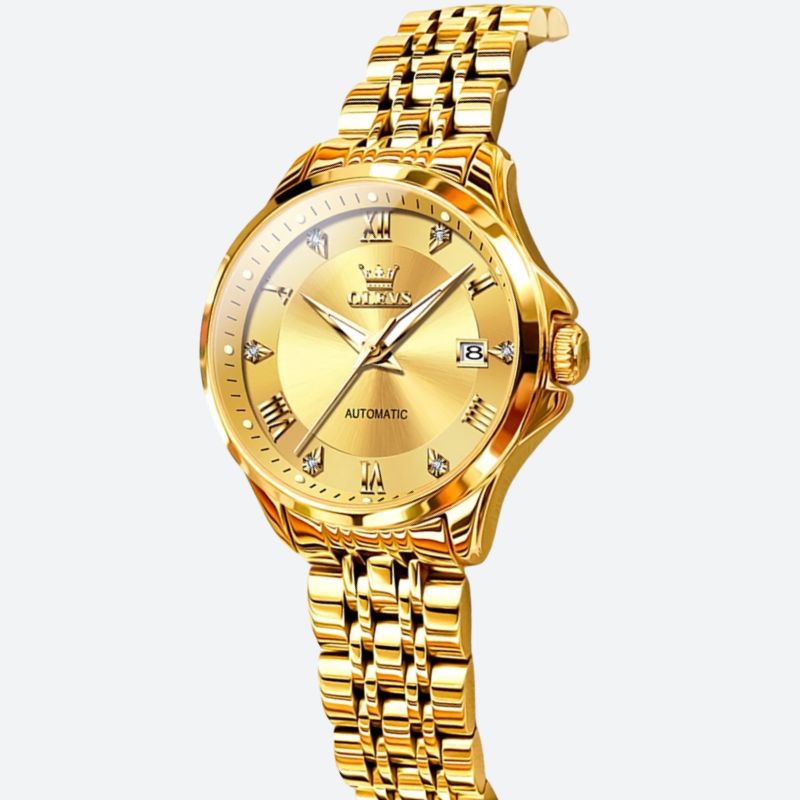 Montre Automatique Femme Dorée 30 mm Étanche Zirconias