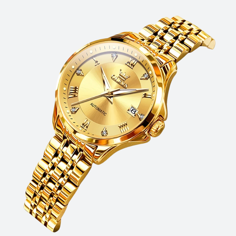 Montre Automatique Femme Dorée 30 mm Étanche Zirconias