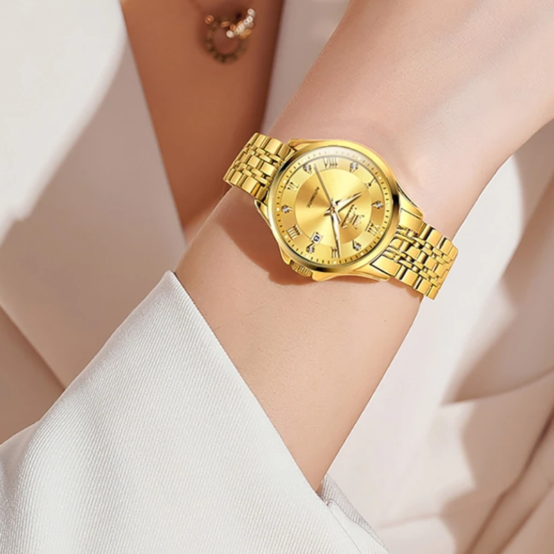 Montre Automatique Femme Dorée 30 mm Étanche Zirconias