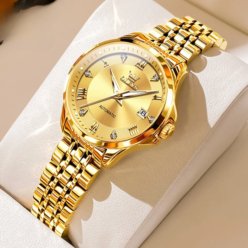 Montre Automatique Femme Dorée 30 mm Étanche Zirconias