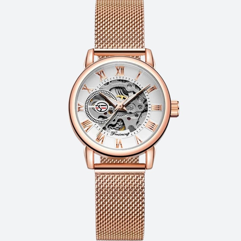 Montre Automatique Femme Maille Milanaise Cadran Ajouré