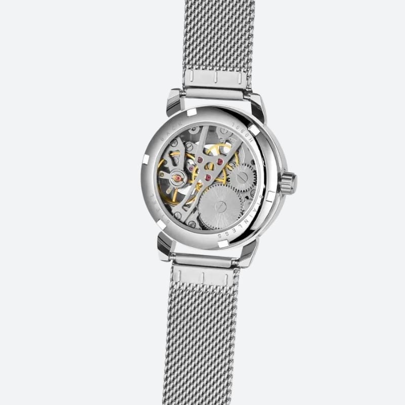 Montre Automatique Femme Maille Milanaise Cadran Ajouré