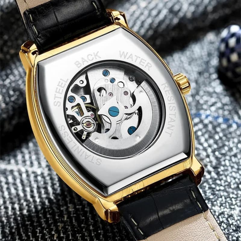 Montre Automatique Homme Boîtier Tonneau Mouvement Apparent