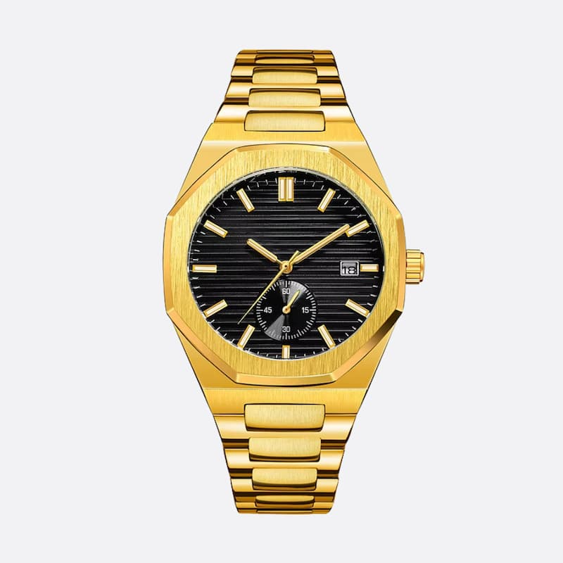 Montre Automatique Homme Dorée Boîtier Octogonal Acier