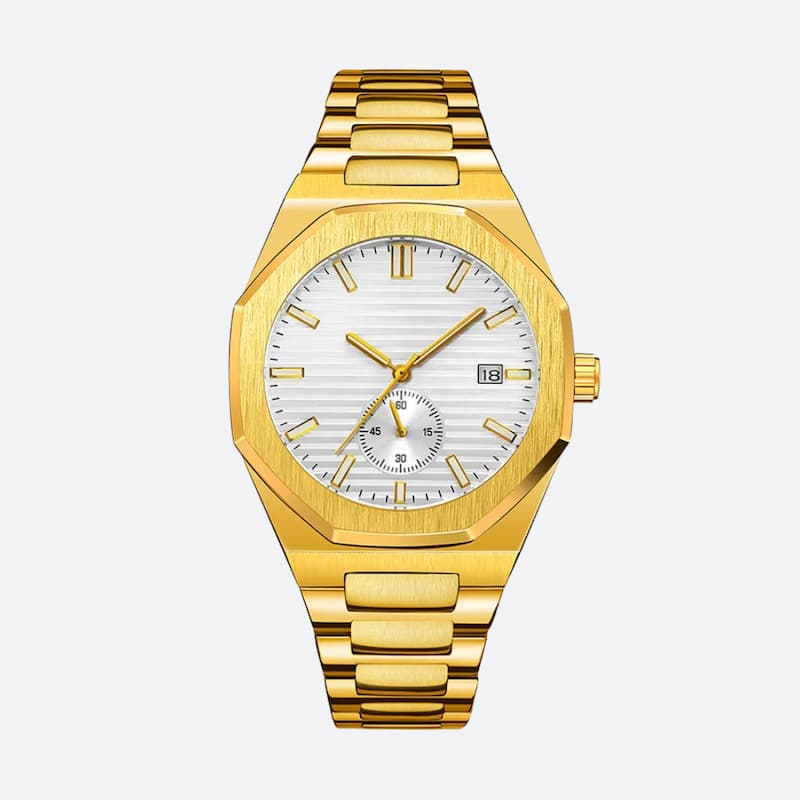 Montre Automatique Homme Dorée Boîtier Octogonal Acier