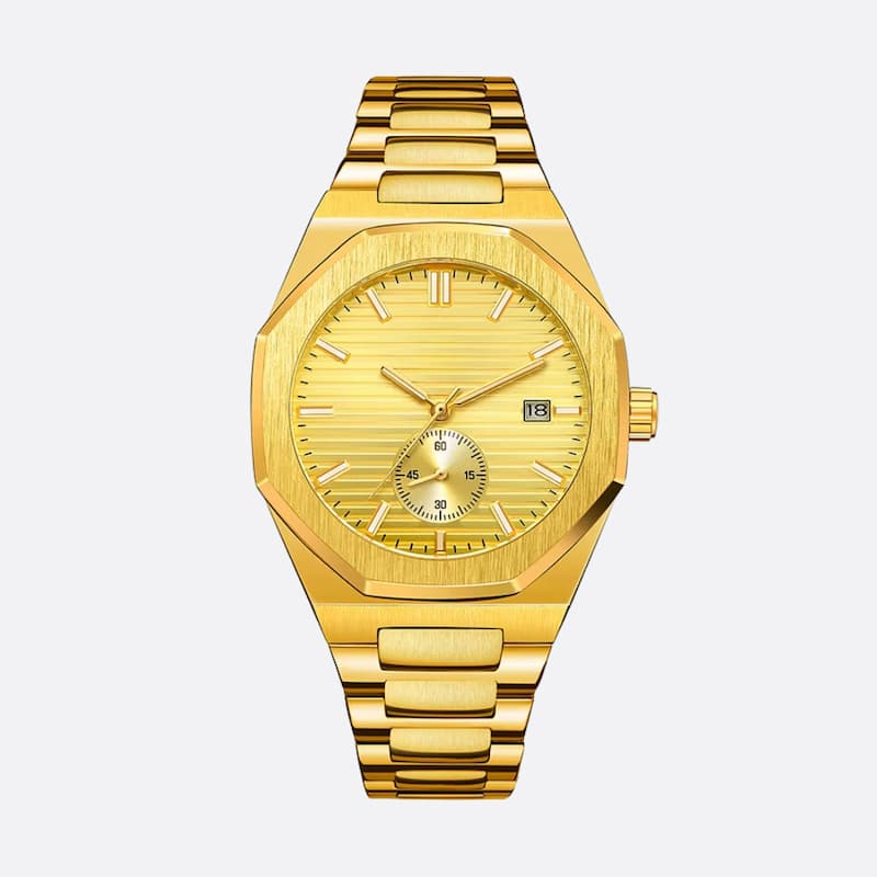 Montre Automatique Homme Dorée Boîtier Octogonal Acier
