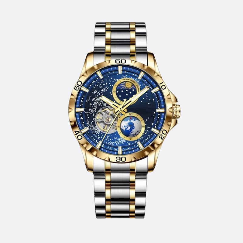 Montre Automatique Homme Étanche Cadran Galaxie Jour/Nuit