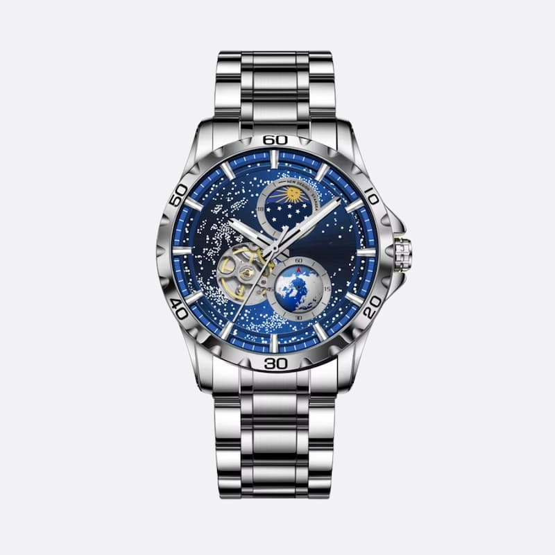 Montre Automatique Homme Étanche Cadran Galaxie Jour/Nuit