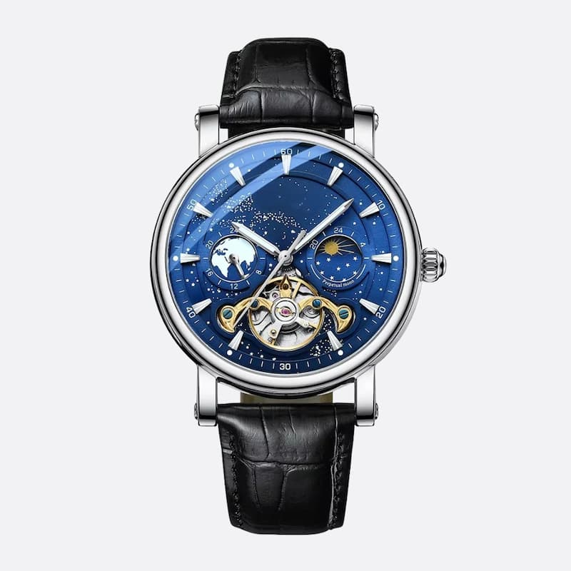 Montre Automatique Homme Phase de Lune Cadran Lumineux