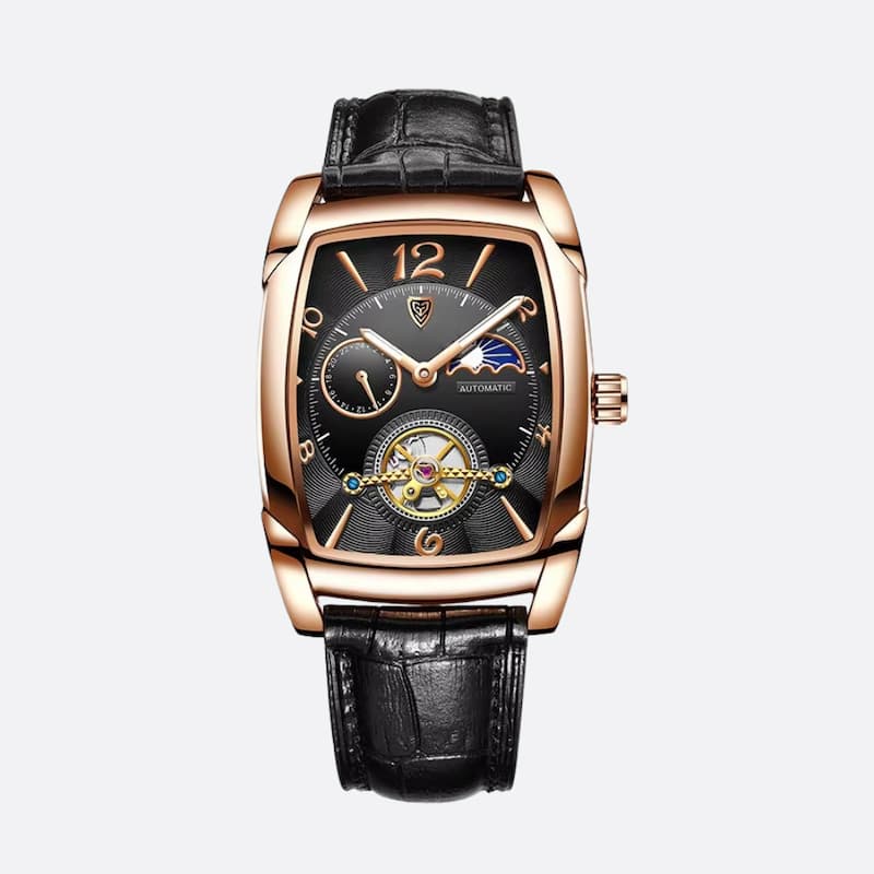 Montre Automatique Homme Tonneau Or Rose Phase de Lune