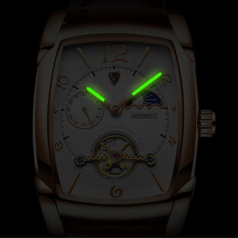 Montre Automatique Homme Tonneau Or Rose Phase de Lune