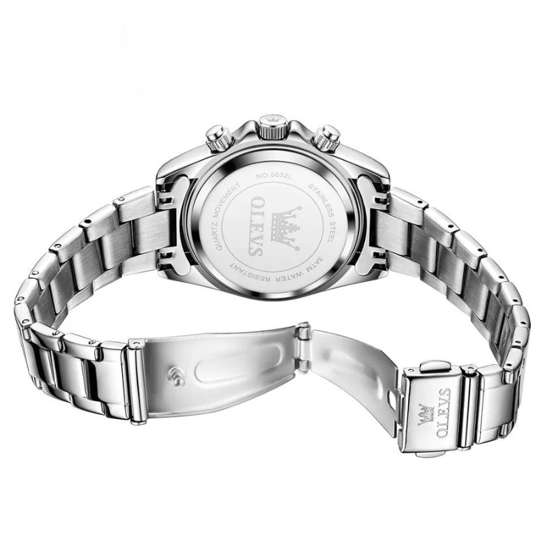 Montre Chronographe Femme Cadran Bleu Glacier & Finitions Chromées