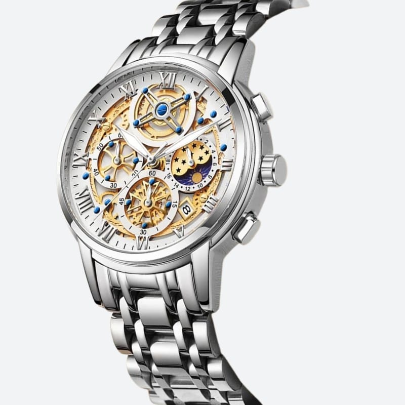 Montre Chronographe Femme Cadran Texturé & Bracelet Métallique