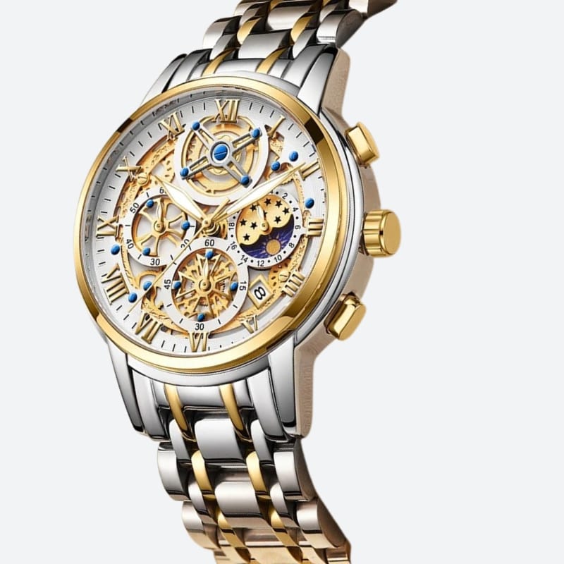 Montre Chronographe Femme Cadran Texturé & Bracelet Métallique