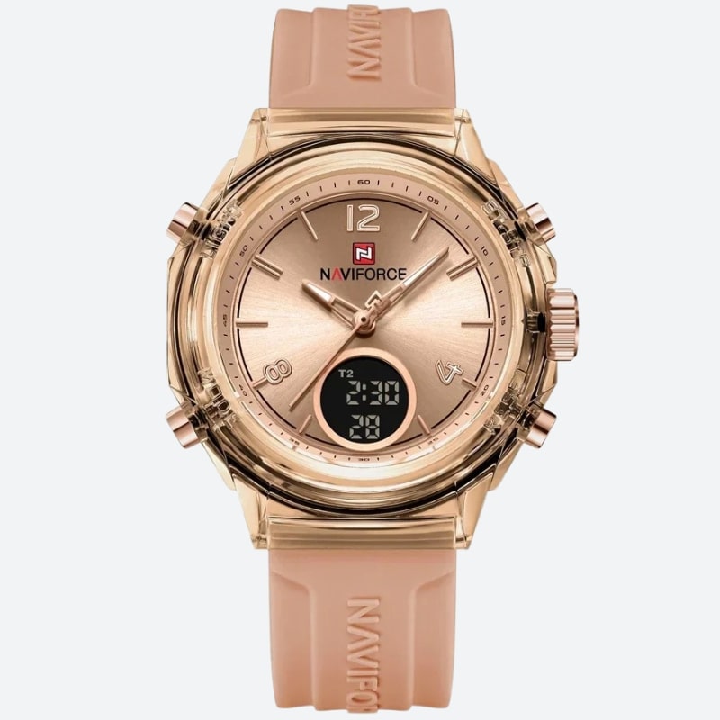 Montre Chronographe Femme Rose Doré Cadran Digital