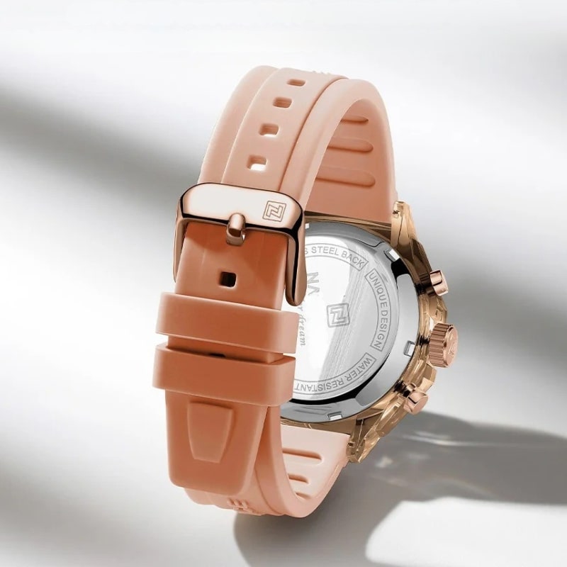 Montre Chronographe Femme Rose Doré Cadran Digital