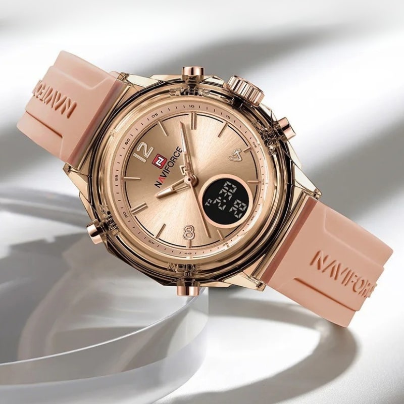 Montre Chronographe Femme Rose Doré Cadran Digital
