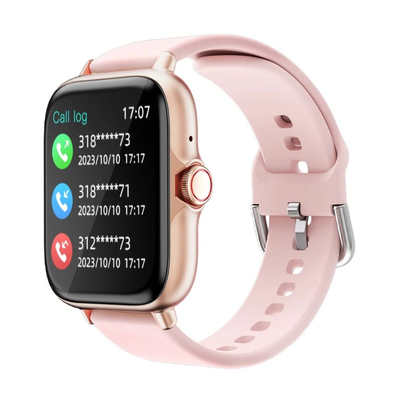 Montre Connectée Femme au Cadran Doré et Couronne Tactile