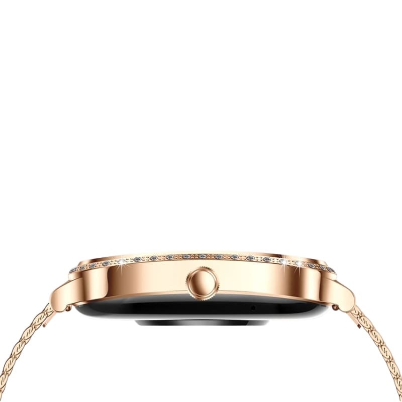 Montre Connectée Femme Cadran Rose Doré à Strass