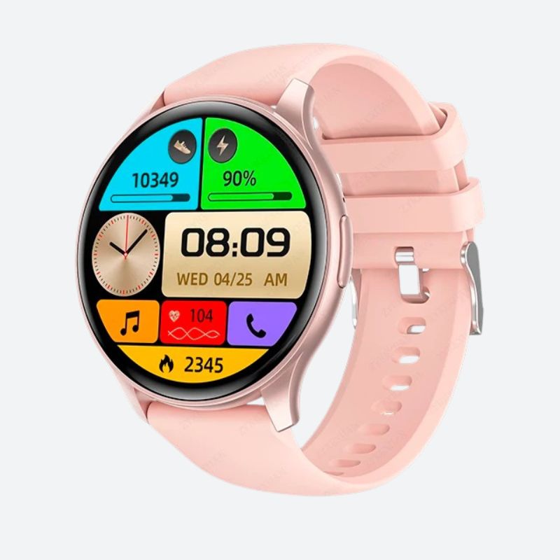 Montre Connectée Femme Écran AMOLED et Bracelet Silicone