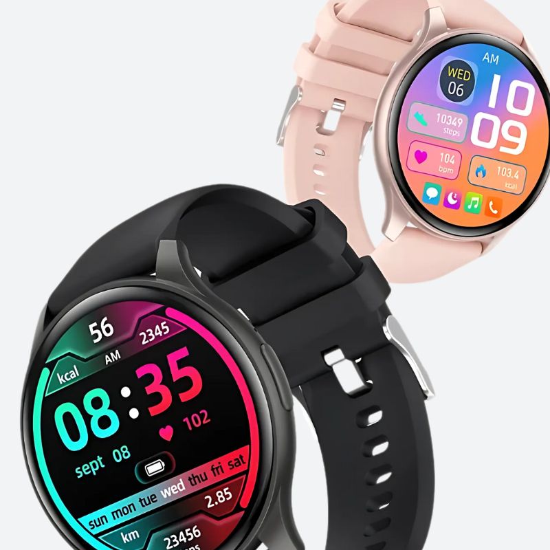 Montre Connectée Femme Écran AMOLED et Bracelet Silicone
