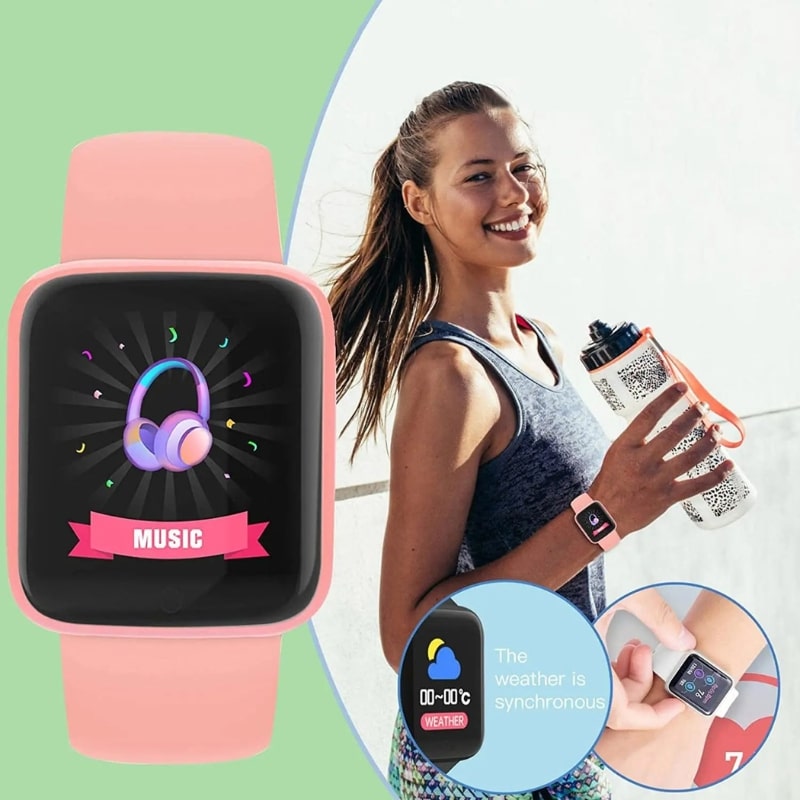 Montre Connectée Femme Rose Bluetooth & Suivi Santé