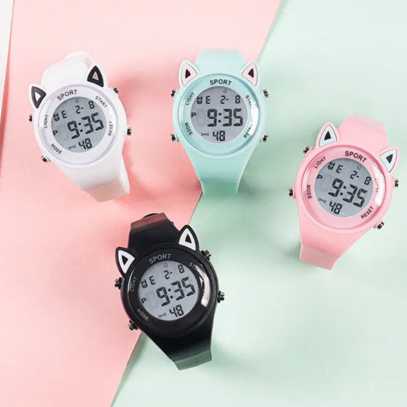 Montre Digitale Enfant Chat avec Bracelet Licorne