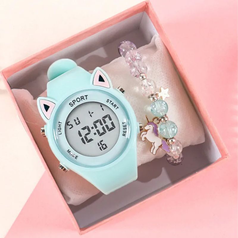 Montre Digitale Enfant Chat avec Bracelet Licorne
