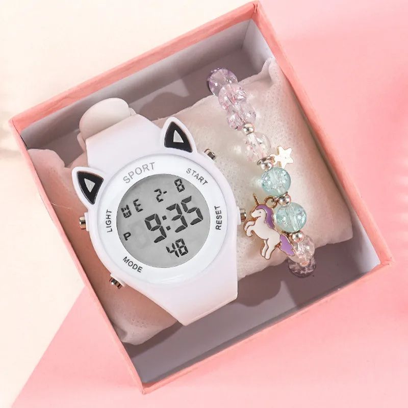 Montre Digitale Enfant Chat avec Bracelet Licorne