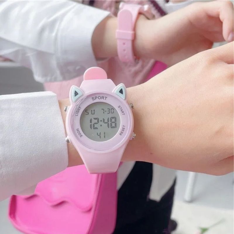 Montre Digitale Enfant Chat avec Bracelet Licorne